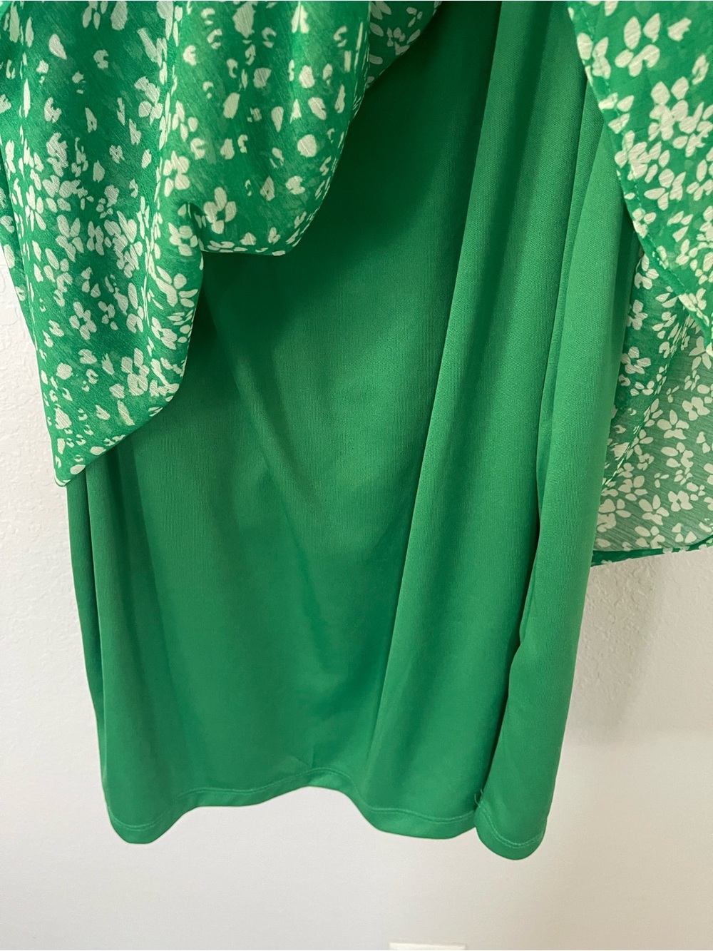 DKNY Green Floral Flutter Sleeve High Low Midi Dress 12P Petite - Picture 6 of 8
